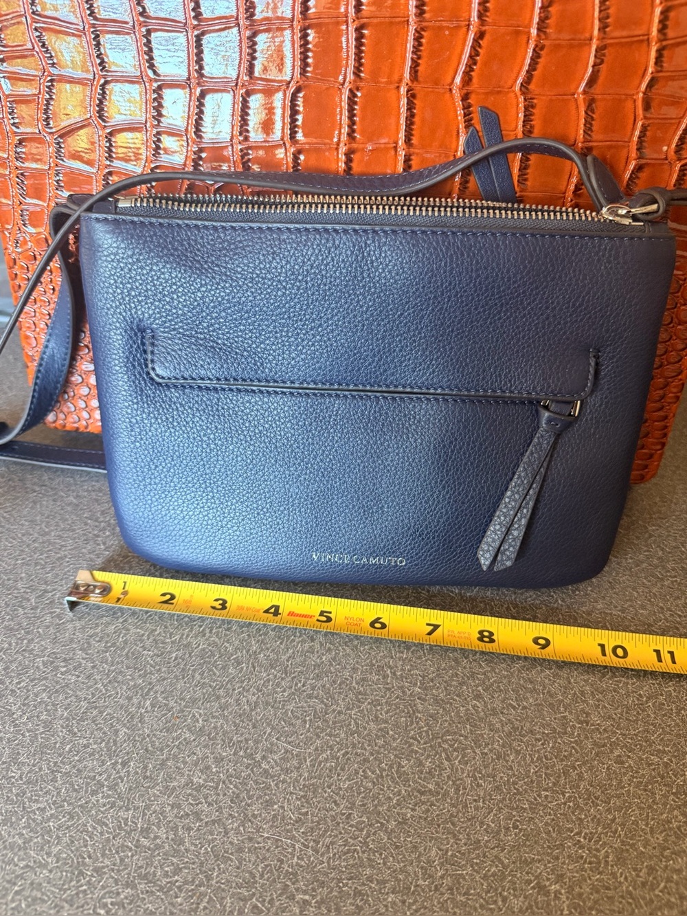 Navy Leather Crossbody